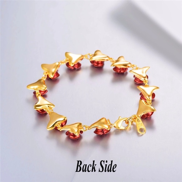 Women’s roses bracelet with gold leaves - Picture 5 of 5